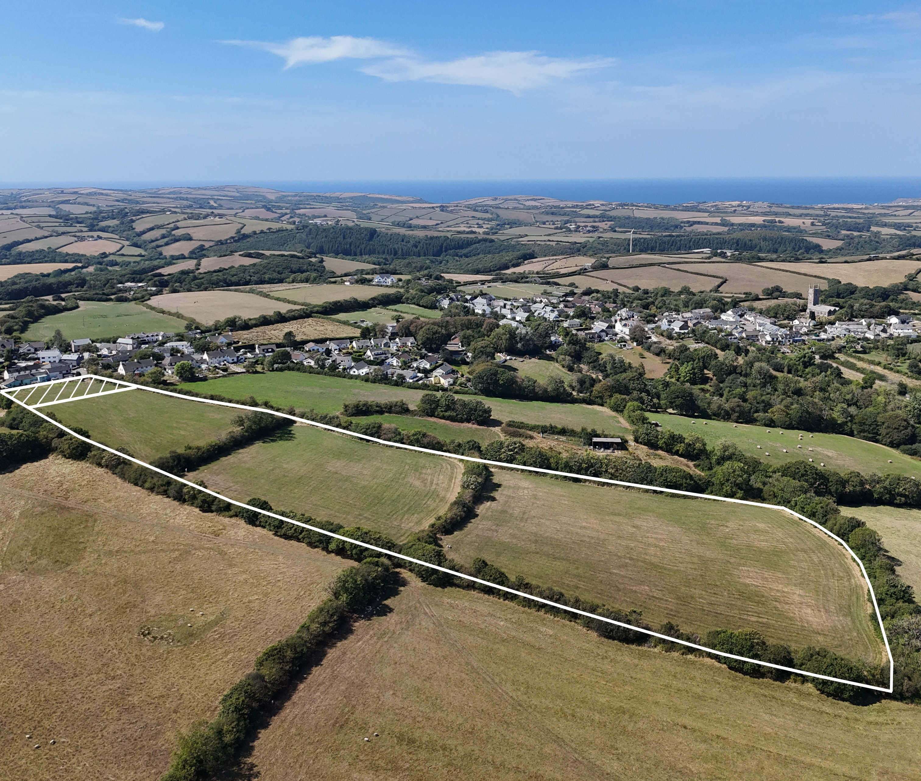 view over site for 5 (hatched) and additional land